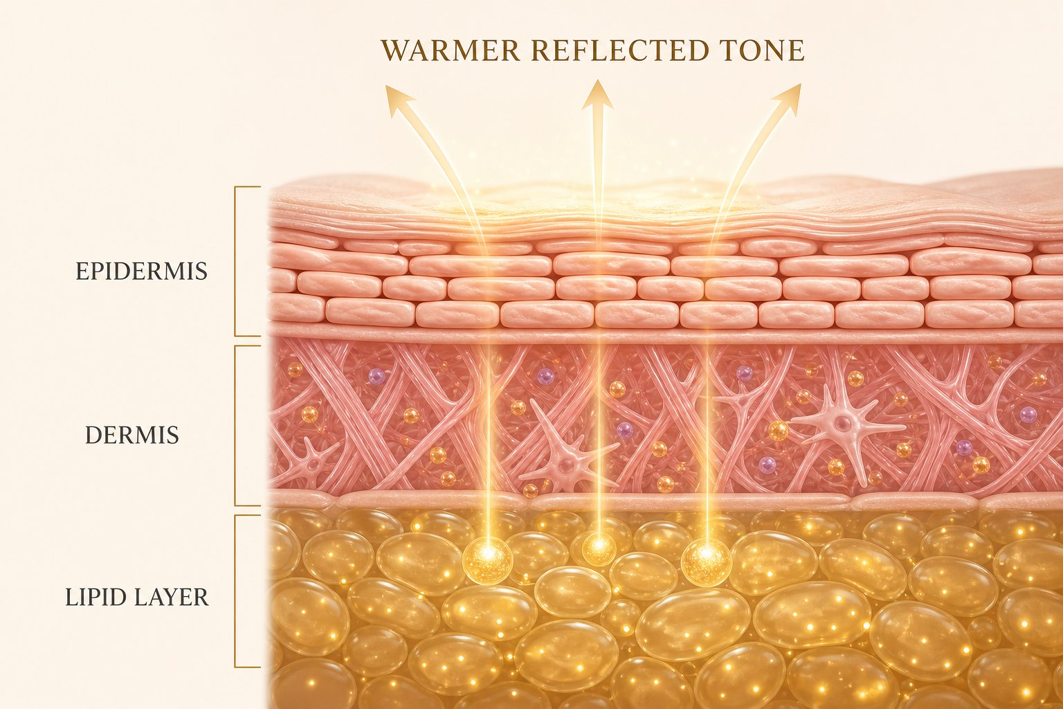 Deeper layers store lipids and nutrients your surface creams never reach the same way.